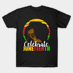 Celebrate Juneteenth Afro Woman Retro African Colors T-Shirt